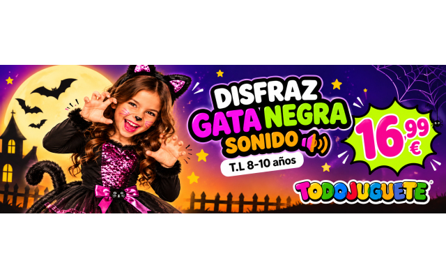 Disfraz Gata Negra Sonido T.L 8-10 años 16,99 € - Todojuguete